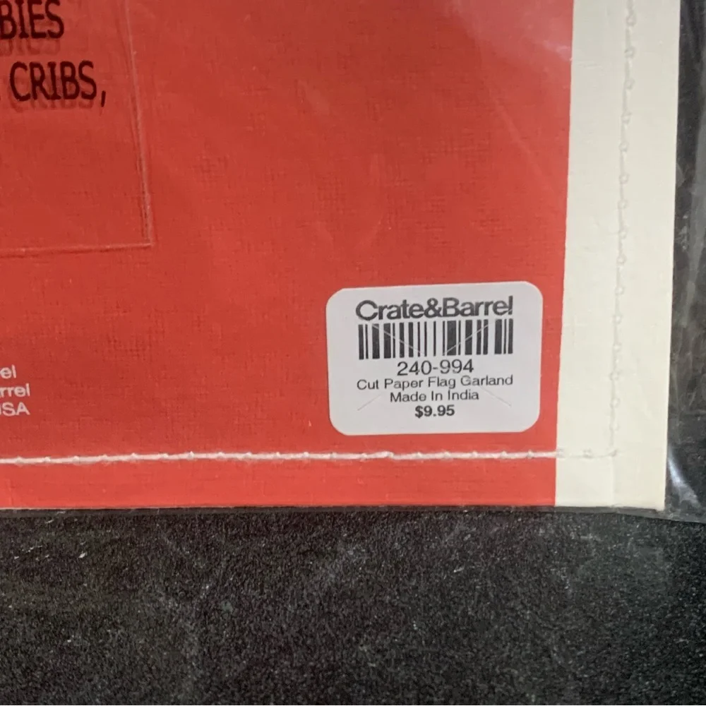 Crate & Barrel Cut Paper Flag Garland 6 ft/ 183 cm Brand New